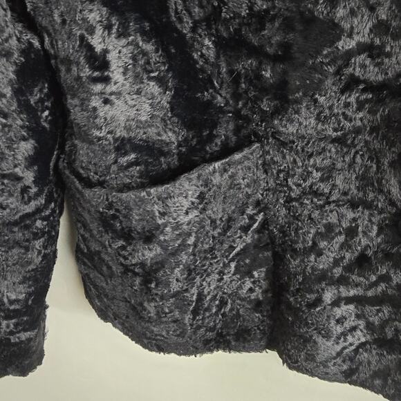 New Frontier Black Crushed Velvet Blazer Vtg Mob Wife Whimishgoth Witchy   8 - Picture 5 of 10